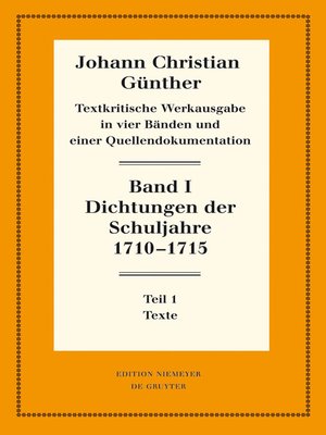 cover image of Dichtungen der Schuljahre 1710–1715